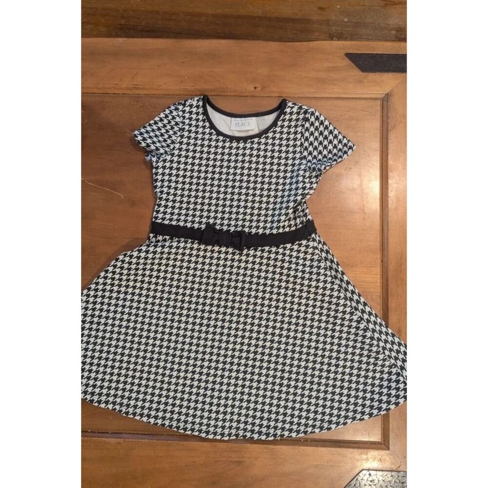Black and white herringbone skater fit and flair dress 5T Children's Place